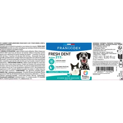 Fresh Dent 2 en 1 Pour Chiens et Chats 250 ml