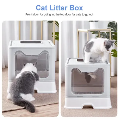Maison de toilette Bingopaw XXL pour chat Bac à litière avec Pelle