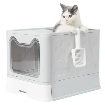 Maison de toilette Bingopaw XXL pour chat Bac à litière avec Pelle Maison de toilette Bingopaw XXL pour chat Bac à litière avec Pelle