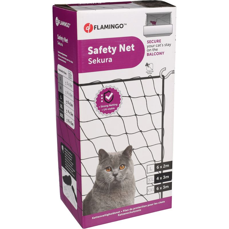 Filet de sécurité Sekura Noir 4 x 3 mètres pour chat