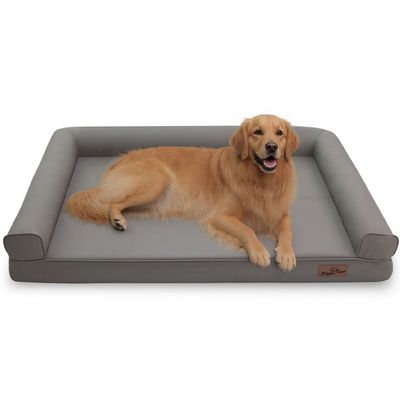 BINGOPAW Panier pour Chien Coussin en Cuir Tapis Matelas Gris