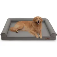 BINGOPAW Panier pour Chien Coussin en Cuir Tapis Matelas Gris