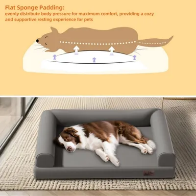 BINGOPAW Panier pour Chien Coussin en Cuir Tapis Matelas Gris
