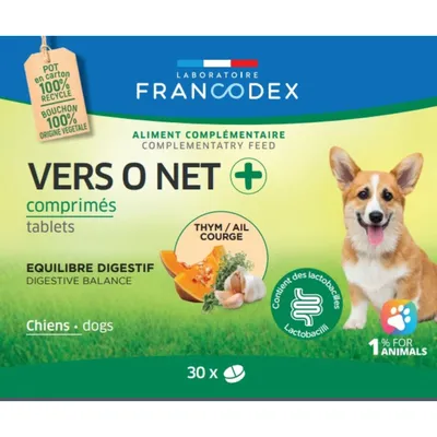 Anti parasite 30 comprimés Vers o net + pour chiot et petit chien