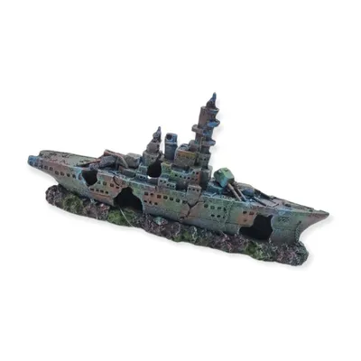 Bateau gris épave 23 x 4 x 11cm
