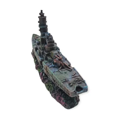 Bateau gris épave 23 x 4 x 11cm