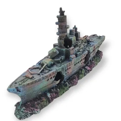 Bateau gris épave 23 x 4 x 11cm