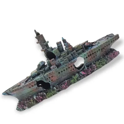 Bateau gris épave 23 x 4 x 11cm