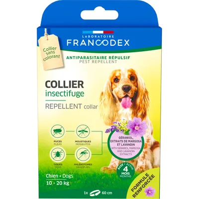Francodex - Collier Insectifuge 60 cm pour Chiens de 10 kg à 20 kg  formule