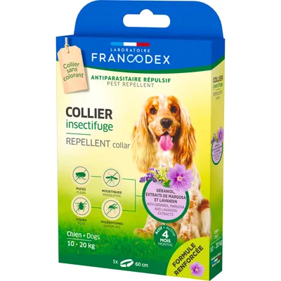 Francodex - Collier Insectifuge 60 cm pour Chiens de 10 kg à 20 kg  formule