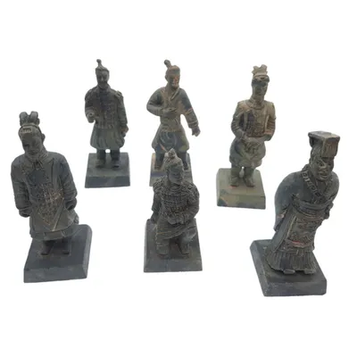 6 Statuettes guerrier chinois Qin S, hauteur 8.5 cm, décoration aquarium