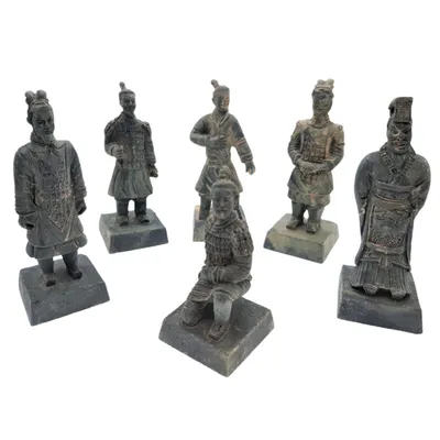 6 Statuettes guerrier chinois Qin S, hauteur 8.5 cm, décoration aquarium