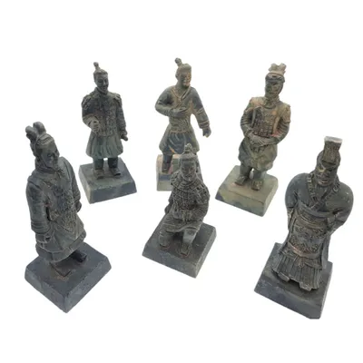 6 Statuettes guerrier chinois Qin S, hauteur 8.5 cm, décoration aquarium