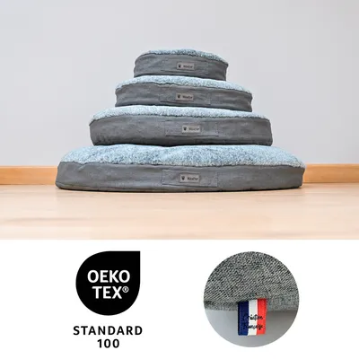 MaxCor Coussin Rond à Mémoire de Forme Réversible Chat- Petit(xs)Anthracite