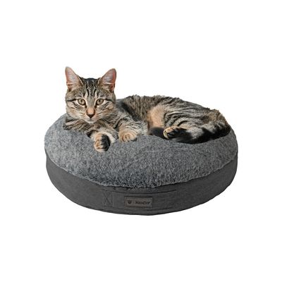 MaxCor Coussin Rond à Mémoire de Forme Réversible Chat- Petit(xs)Anthracite