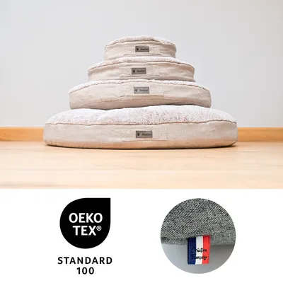 MaxCor Coussin Rond à Mémoire de Forme Réversible Chat - Petit (s) Beige