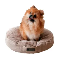 MaxCor Coussin Rond à Mémoire de Forme Réversible Chat - Petit (s) Beige