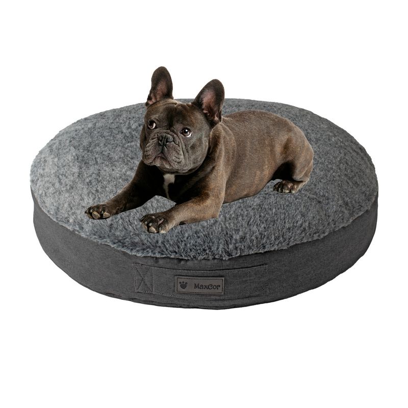 MaxCor Coussin Rond à Mémoire de Forme Réversible Chien - Grand (XL) Gris