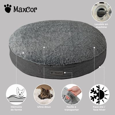 MaxCor Coussin Rond à Mémoire de Forme Réversible - Grand(XL)Anthracite