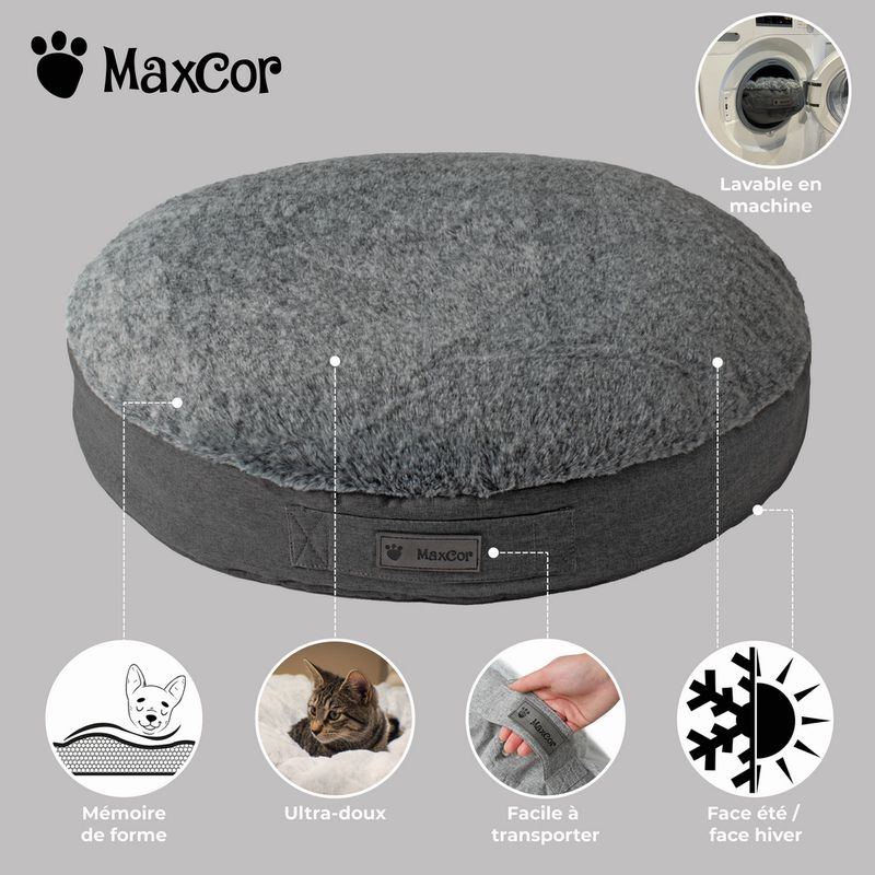 MaxCor Coussin Rond à Mémoire de Forme Réversible - Grand(XL)Anthracite