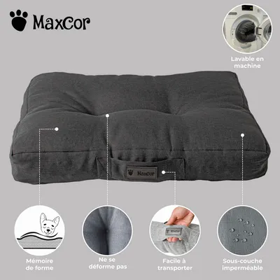 MaxCor Coussin Rectangulaire à Mémoire de Forme Chien - Moyen Anthracite