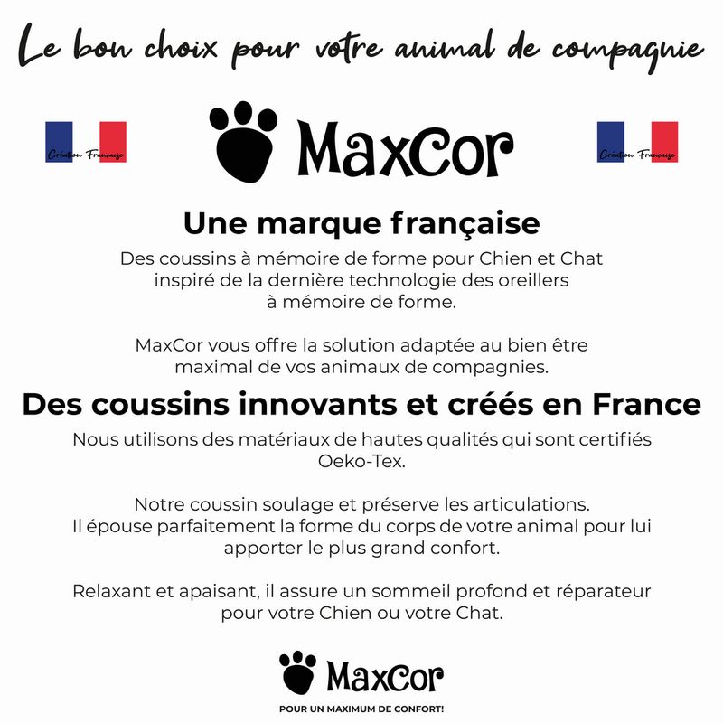 MaxCor Coussin Rectangulaire à Mémoire de Forme pour Chien - Grand Gris