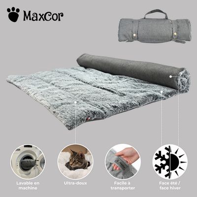 Maxcor Tapis Rectangulaire Chien - Réversible été/hiver - Grand Anthracite