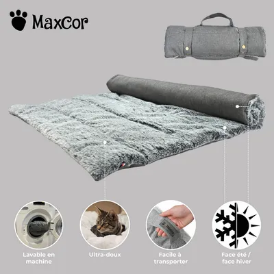 Maxcor Tapis Rectangulaire Chien - Réversible été/hiver - Grand Anthracite
