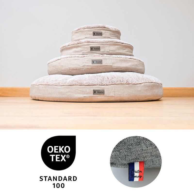 MaxCor Coussin Rond à Mémoire de Forme Réversible Chien - Grand (XL) Beige
