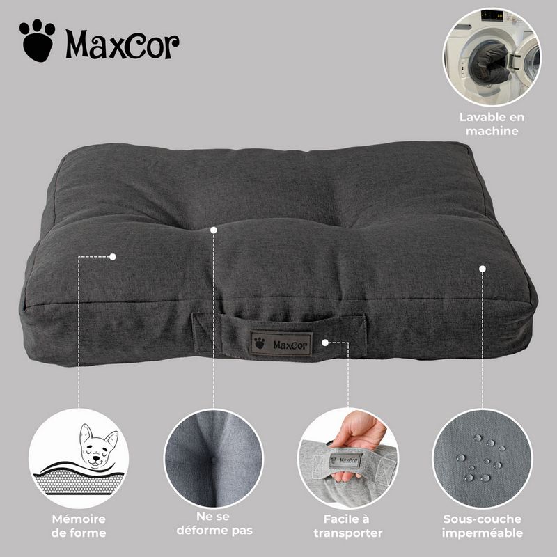 MaxCor Coussin Rectangulaire à Mémoire de Forme Chien - Grand Anthracite