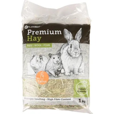 Foin de pré premium avec carotte 1 kg soit 30 litres