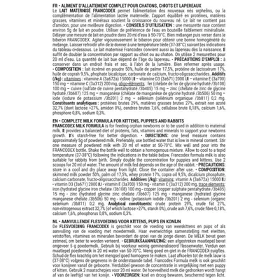 Lait maternisé complet 600 g pour chiot, chaton, lapereau