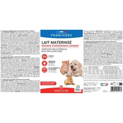 Lait maternisé complet 600 g pour chiot, chaton, lapereau