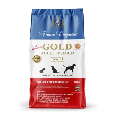 France Croquettes pour chien adulte gold adult premium 28/16 low grain France Croquettes pour chien adulte gold adult premium 28/16 low grain