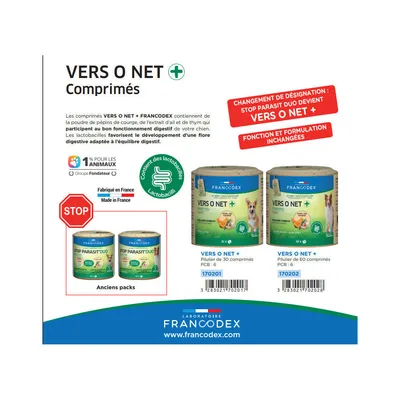 Vers O Net + anti parasitaire naturel 60 comprimés
