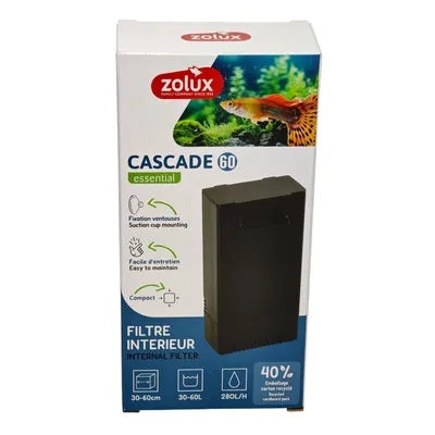 Filtration intérieure cascade 60 puissance 4.2w, 280l/h Filtration intérieure cascade 60 puissance 4.2w, 280l/h
