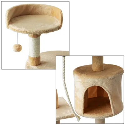 PawHut - arbre à chat multi-équipement H.114 cm - beige