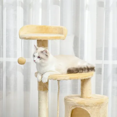 PawHut - arbre à chat multi-équipement H.114 cm - beige