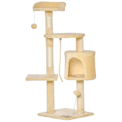 PawHut - arbre à chat multi-équipement H.114 cm - beige PawHut - arbre à chat multi-équipement H.114 cm - beige