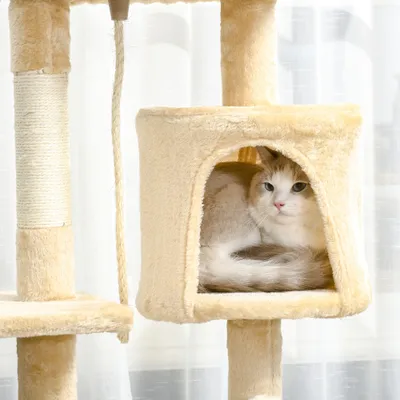 PawHut - arbre à chat multi-équipement H.114 cm - beige