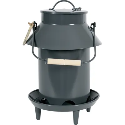 Mangeoire métal broc, ø 26 x 39 cm, couleur ardoise, pour basse cour.