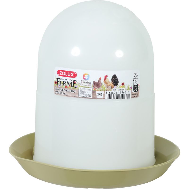 zolux - Mangeoire silo en plastique 2 kg vert pour basse cour