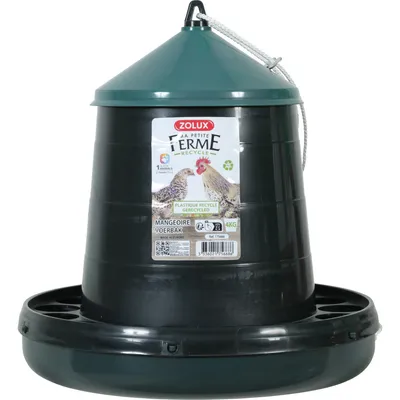 Mangeoire silo en plastique recyclé vert, capacité 4 kg, basse cour
