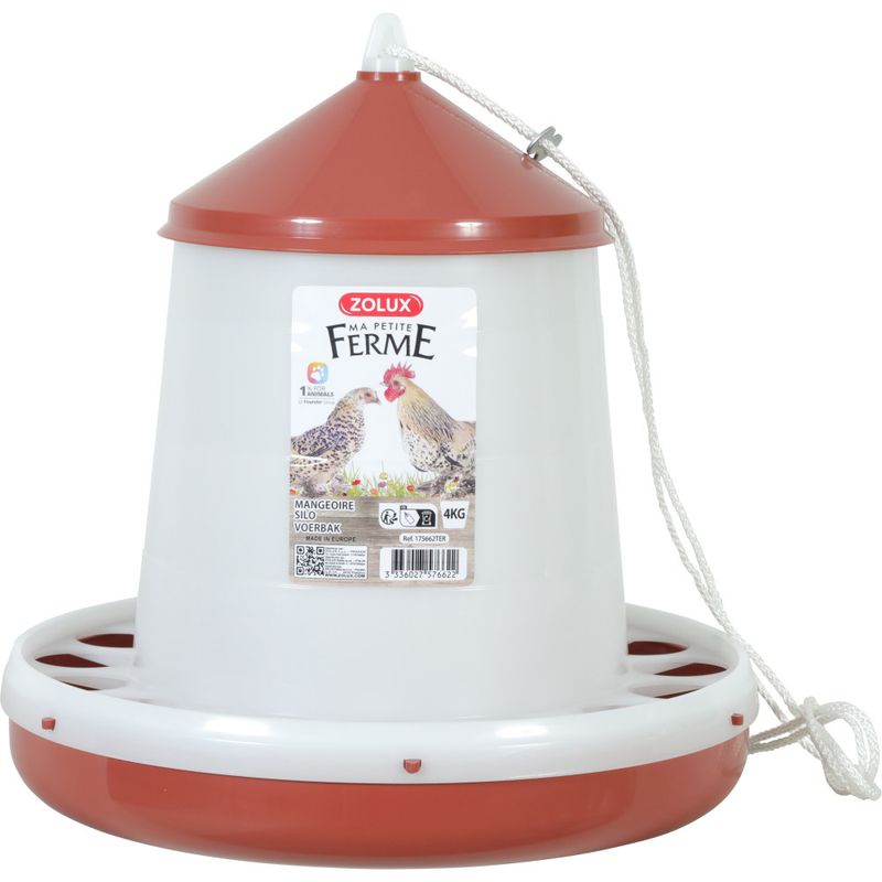 zolux - Mangeoire silo en plastique , capacité 4 kg, basse cour