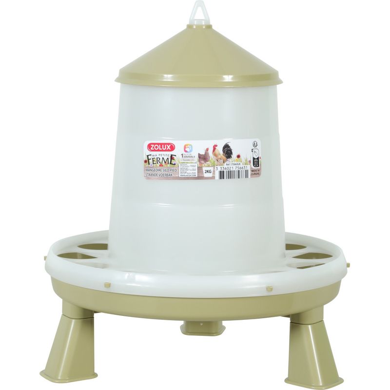 zolux - Mangeoire silo en plastique avec pieds, capacité 2 kg, basse cour