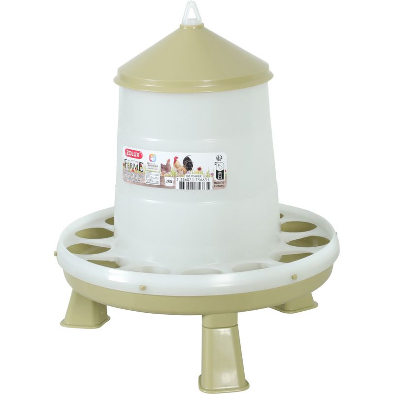 zolux - Mangeoire silo en plastique avec pieds, capacité 2 kg, basse cour