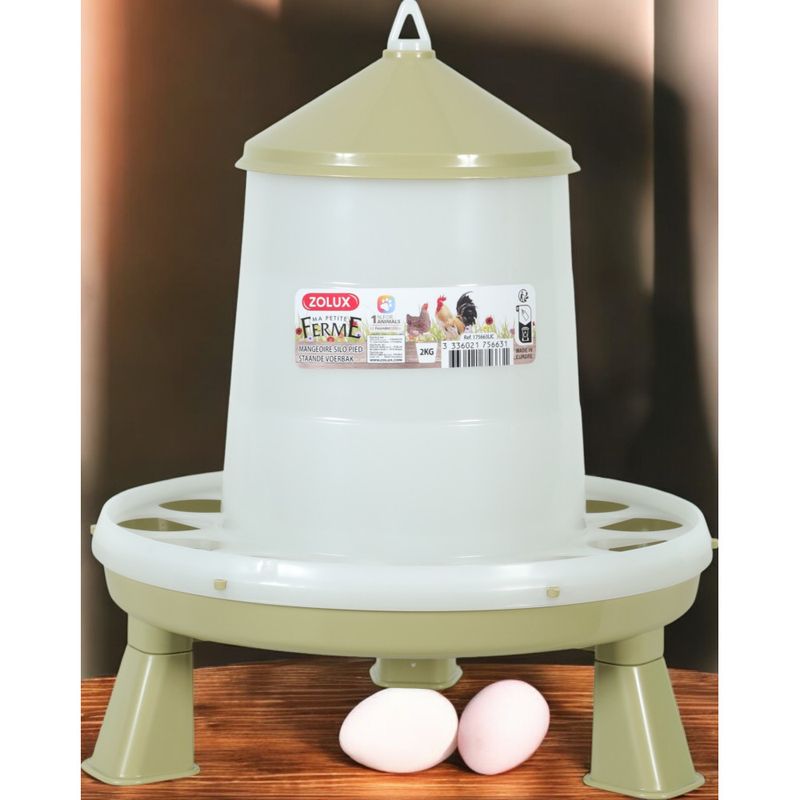 zolux - Mangeoire silo en plastique avec pieds, capacité 2 kg, basse cour