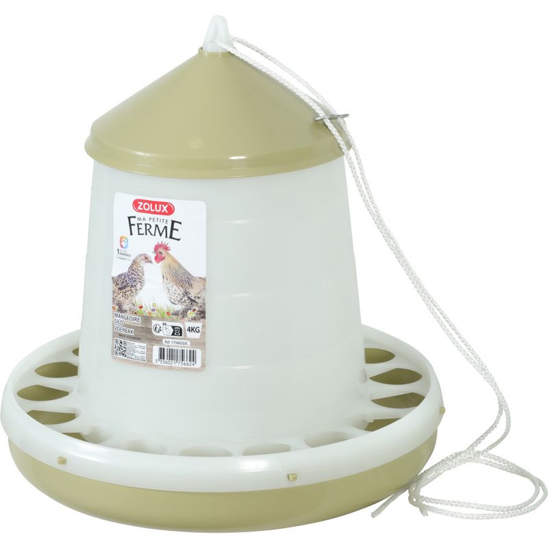 zolux - Mangeoire silo en plastique vert, capacité 4 kg, basse cour