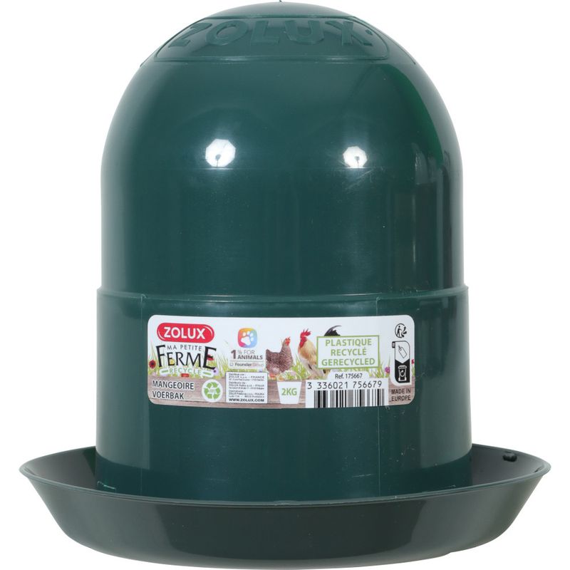 zolux - Mangeoire silo en plastique recyclé 2 kg vert pour basse cour