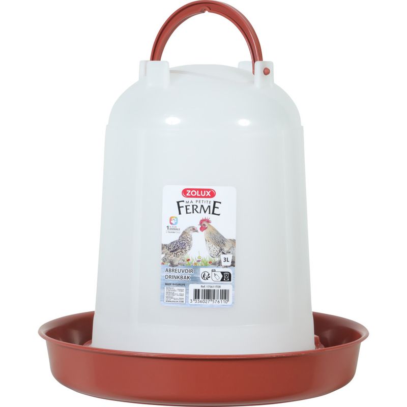 zolux - Abreuvoir en plastique contenance  jusqu'à 3 Litres,  , basse